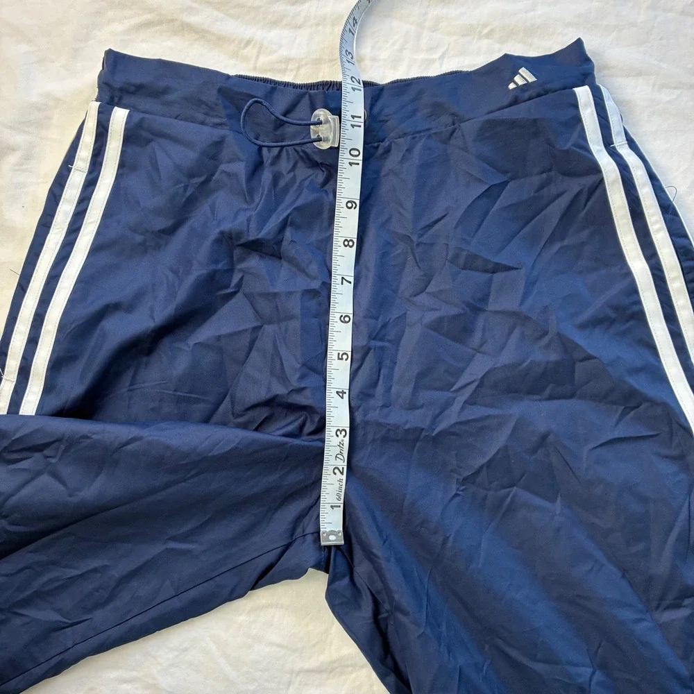 Vintage 2004 Adidas Navy Blue Windbreaker Track Pants Y2K 3 Stripe Mens S Unisex